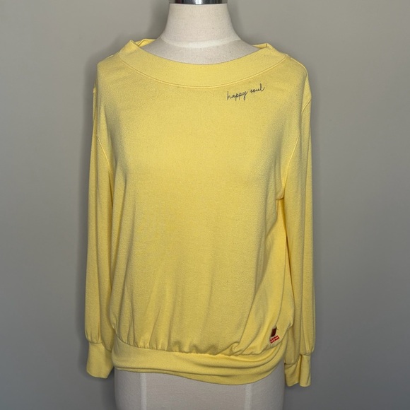 Peace Love World 'Happy Soul' Yellow Sweatshirt, XS - Picture 1 of 14